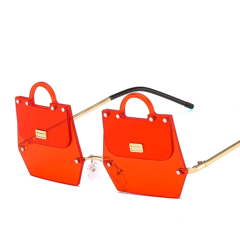 New Trend Handbag Sunglasses Women 2019 Luxury Brand Fashion Irregular Metal Frame Personality Red Clear Lens Sun Glasses UV400