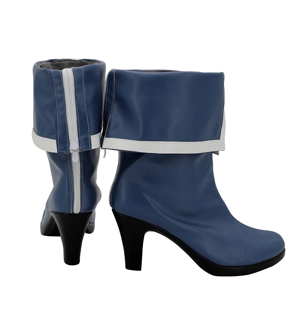 Anime Sword Art Online Asuna Yuuki Blue Cosplay Boots High Heel Shoes Custom Made PU Leather (3)
