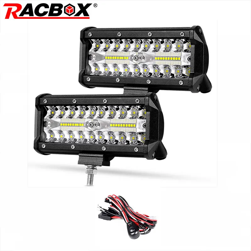 Cena 120w 7 cal LED listwa świetlna LED Bar lodowy biały pracy wiązka 12v 24v mgła reflektorów reflektory punktowe do rampe UAZ 4x4 Kamaz samochód Offroad ATV