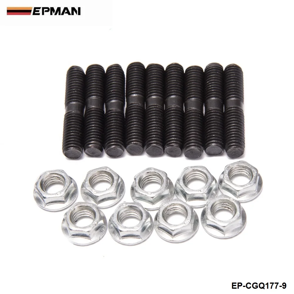 EPMAN -9 x Turbo Studs +Lock Nut For Nissan S13 S14 S15 SR20 CA18 Garrett T2 T25 T28 Turbocharge EP-CGQ178