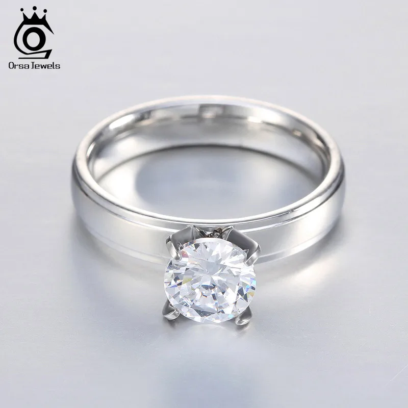 ORSA JEWELS Luxury Wedding&Engagement Eternity Rings with 1ct AAA Cubic Zirconia for Women Promise Gift Ring GTR20