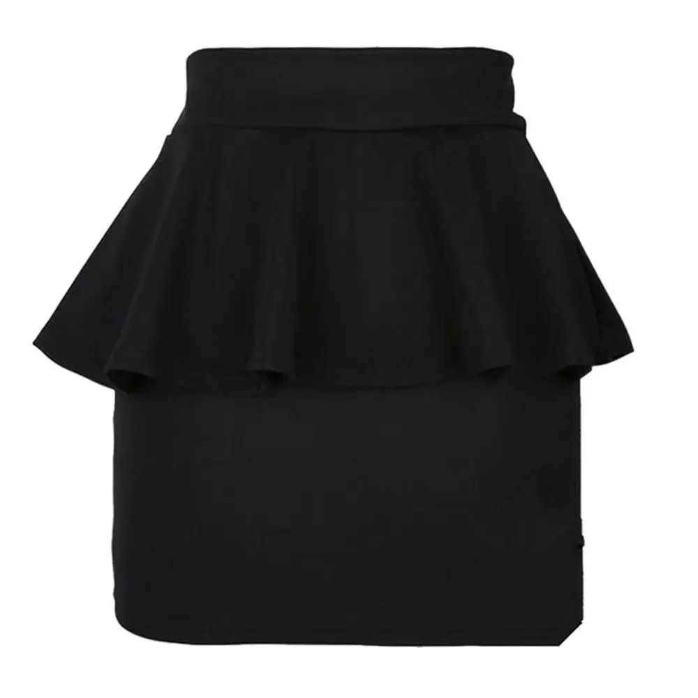 Женская юбка-карандаш с высокой талией и баской для девушек, стрейчевая Сексуальная мини-юбка, новинка - Цвет: Черный