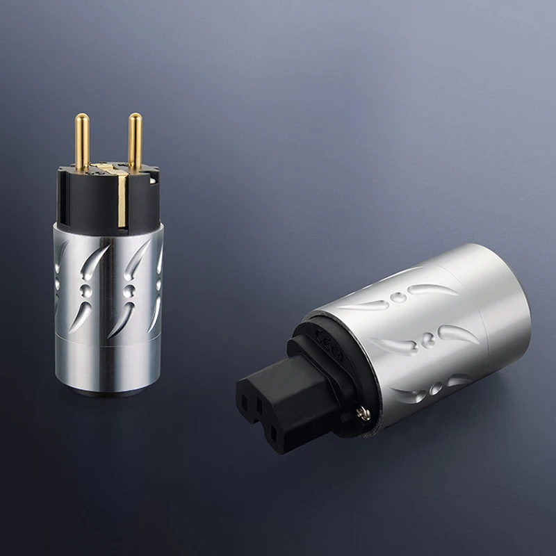 

Free shipping One pair Viborg VE502G&VF502G Pure Copper Gold Plated HIFI EU Power Plug+IEC Female Connector