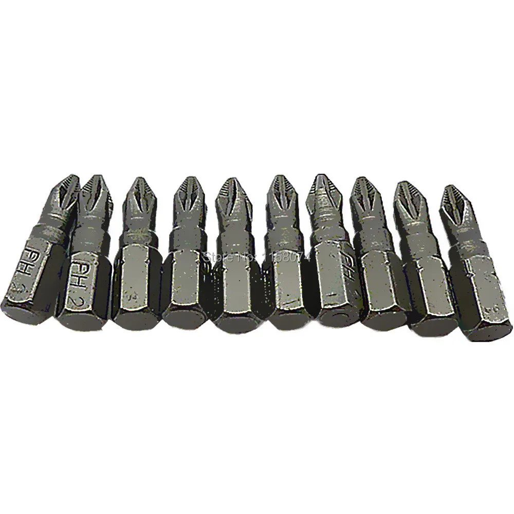 10pc 25mm Screwdriver Bits 1/4" Hex Shank Phillips Ph2 Phillips Bits