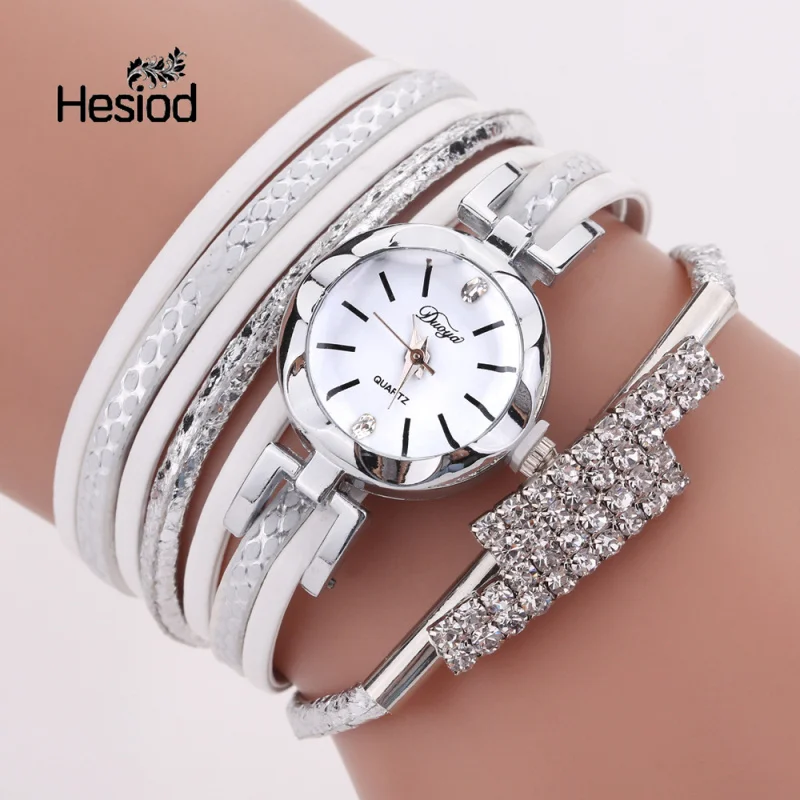 

Hesiod Luxury Rhinestone Leather Bracelet Watch Women Ladies Quartz Watch Casual Wrist Watches Relogio Feminino