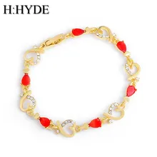H: HYDE сладкий дизайн ювелирных изделий 1 шт золотого цвета в форме сердца австрийский кристалл элегантный блестящий браслет на продажу для подарка pulseira