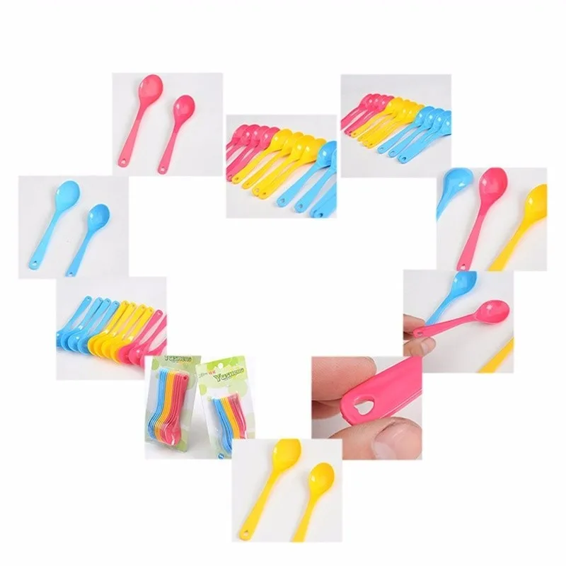 12pcs Baby Feeding Spoon Safe Plastic Lovely Baby Training Eating  Kids Ice Cream Coffee Spoon Set Tableware (1)