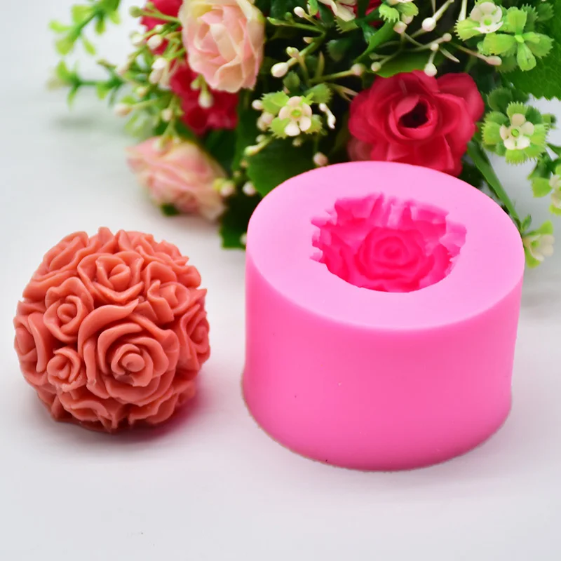

6.2*6.2*4.3cm Silicone Heart Love Rose Flower Chocolate Candle Molds Crafts Forms Soap Making Mold Form Cake Decorating Tools