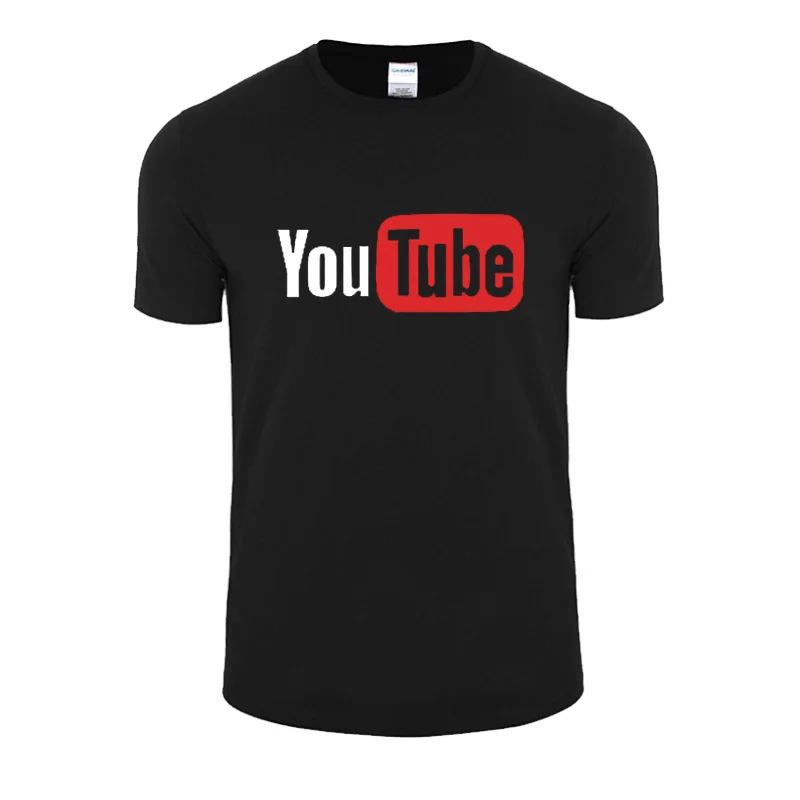 Летние мужские футболки с принтом логотипа YouTube хлопковые свободные модные
