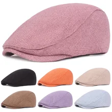 Мужские классические льняные хлопковые береты, шапка, уличные шляпы для путешествий, одноцветная газетная Кепка HATCS0382