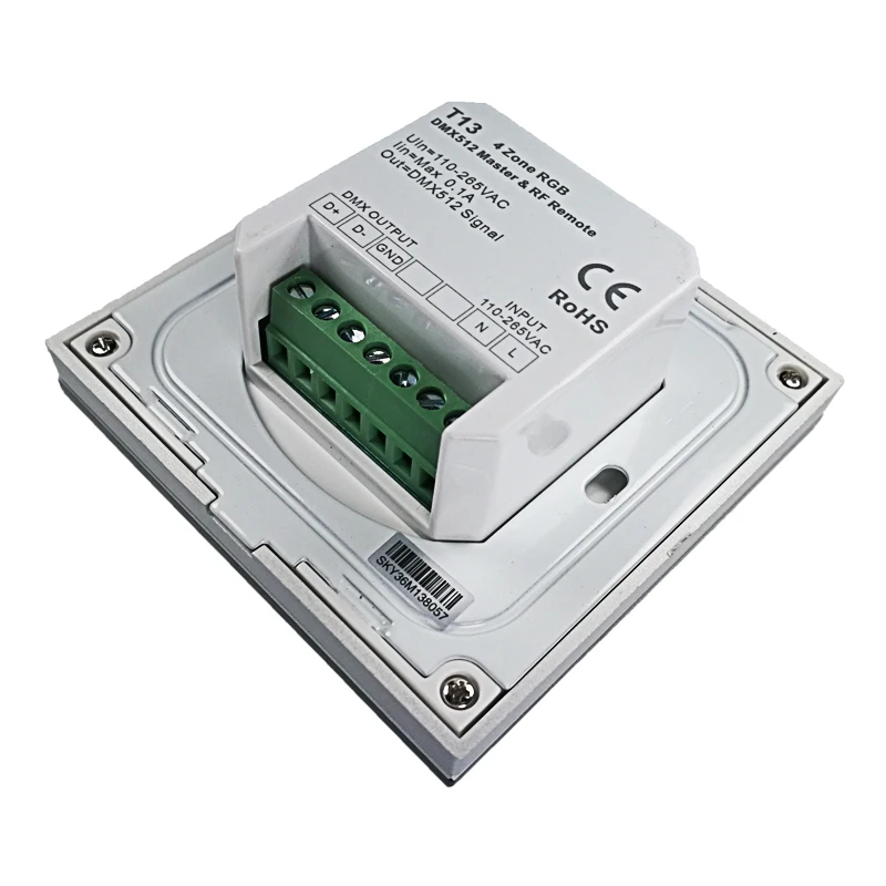 Led RGB Strip Controller 100V-240V Input 4 Zone 2.4GHz RF Wireless DMX Touch Master Controller T13 Wall Touch Led controller