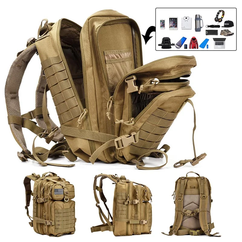 Yakmoo Sac à Dos Tactique de Grande Capacité 3 Façons d/'Utiliser Militaire Backpack Imperméable Molle Système Sac d/'école en Nylon 40L à l/'Air Libre