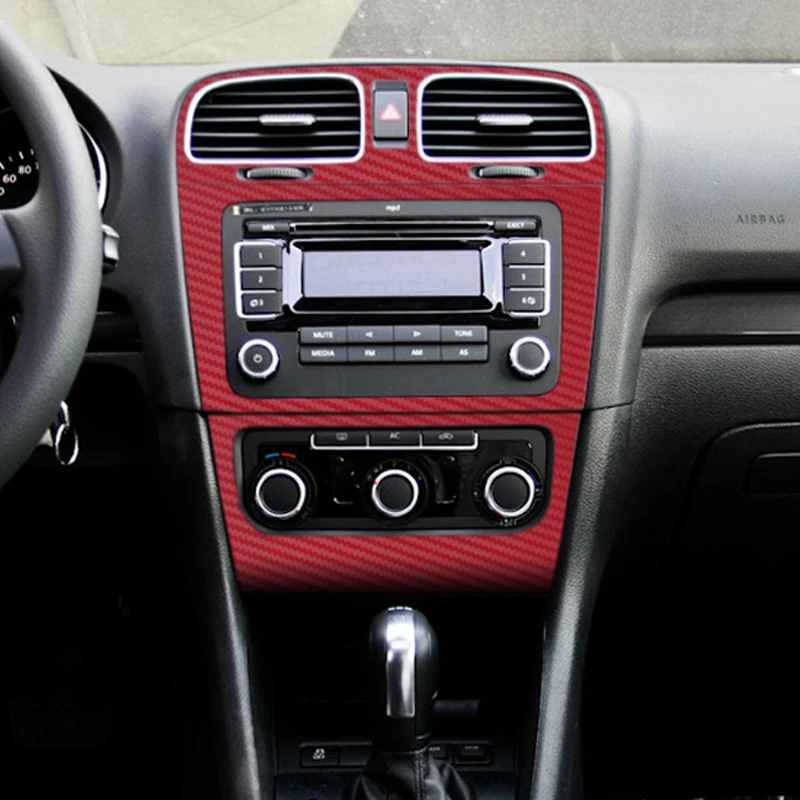 Interior Central Control Panel Door Handle Carbon Fiber Stickers Decals Car styling For Volkswagen VW Golf 6 MK6 GTI Accessories
