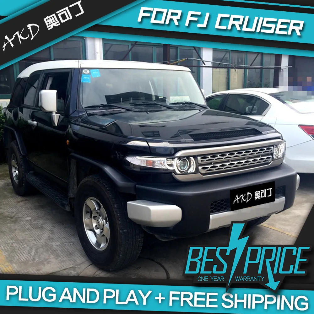 

AKD Cars Styling Headlight For Toyota FJ Cruiser Headlights LED Running lights Bi-Xenon Beam Fog lights angel eyes Auto levels