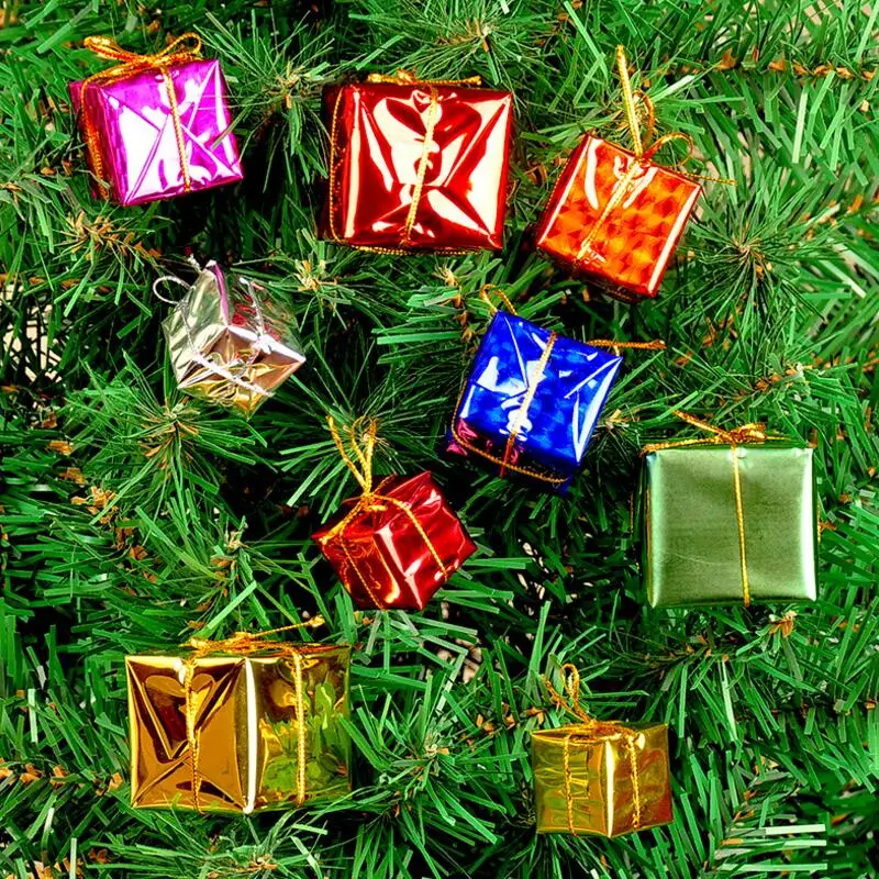 

12 Pcs/lot Christmas Tree Decorations Color Small Package Christmas Tree Small Pendant Drop Ornaments Diy Craft