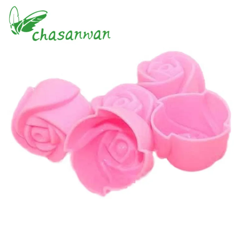 10 unids Rose silicona molde DIY muffin cookie Cup Cake molde para hornear pasteles Herramientas formas para Jabones torta cocina. Q