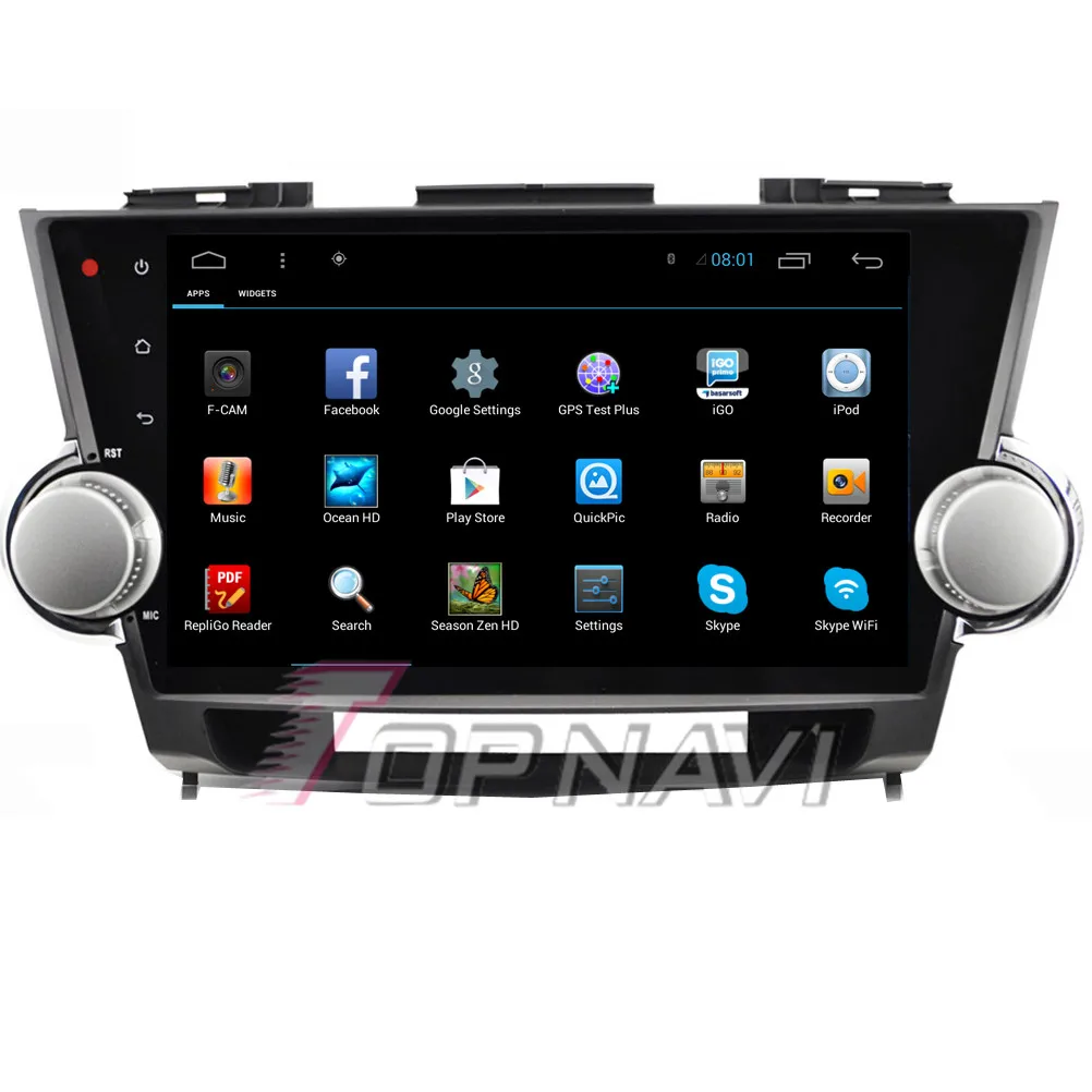 Topnavi 10," 4 ядра Android 6,0 Автомобильный мультимедийный для Highlander 2009 2010 2011 2012 2013 авто, без DVD