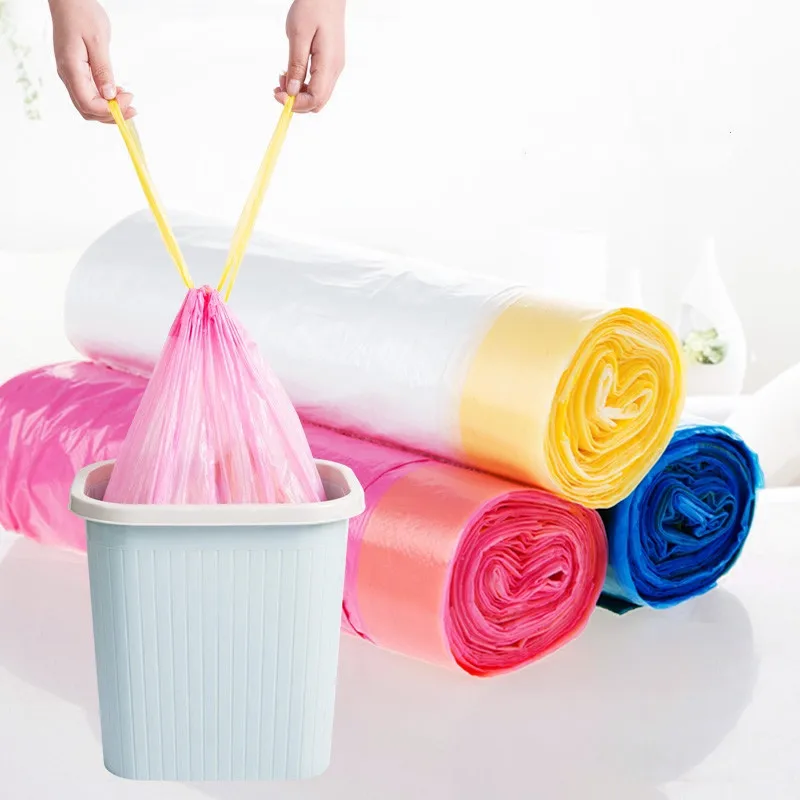 1 Roll Thicken Disposable Trash Bag drawstring garbage bag storage