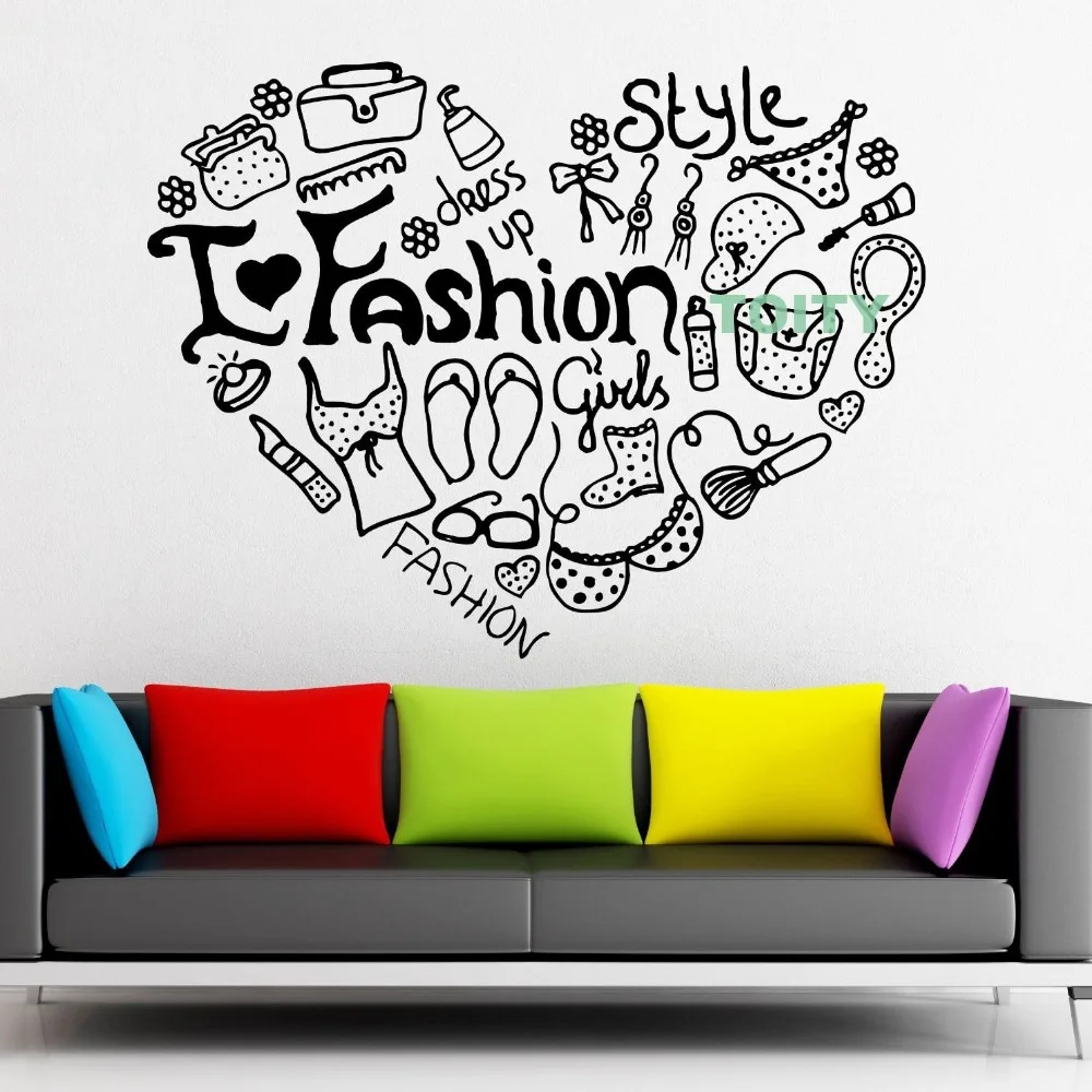 Wall Stickers Vinyl Decal Fashion Style Shopping Dress Up Girl Woman