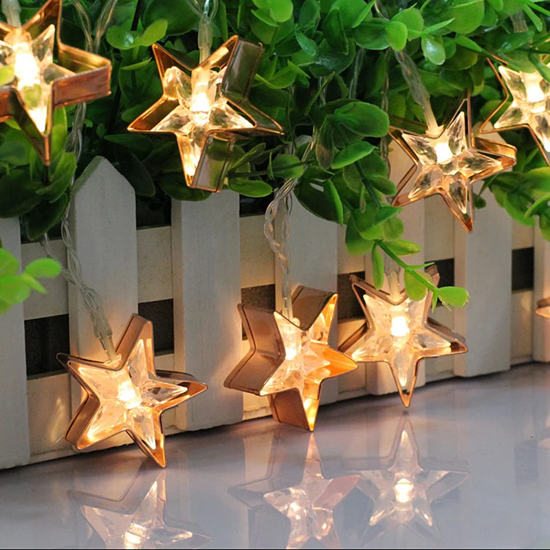 Светодиодный светящиеся Фламинго м 10 LED Star строка 1,7 светодиодный светодиодные гирлянды Рождество Свадебные украшения огни батарея