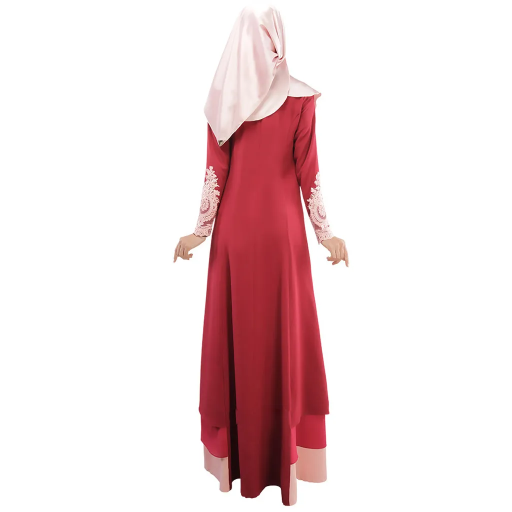 Популярное винтажное женское лоскутное платье с О-образным вырезом и длинным рукавом абайя Длинное Макси-платье арабский джилбаб мусульманский халат мусульманский Женский новое поступление