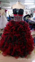 2015 дешевые красный черный бальное платье принцесса раффлед quinceanera платья без бретелек милая винтаж chic quinceanera платье