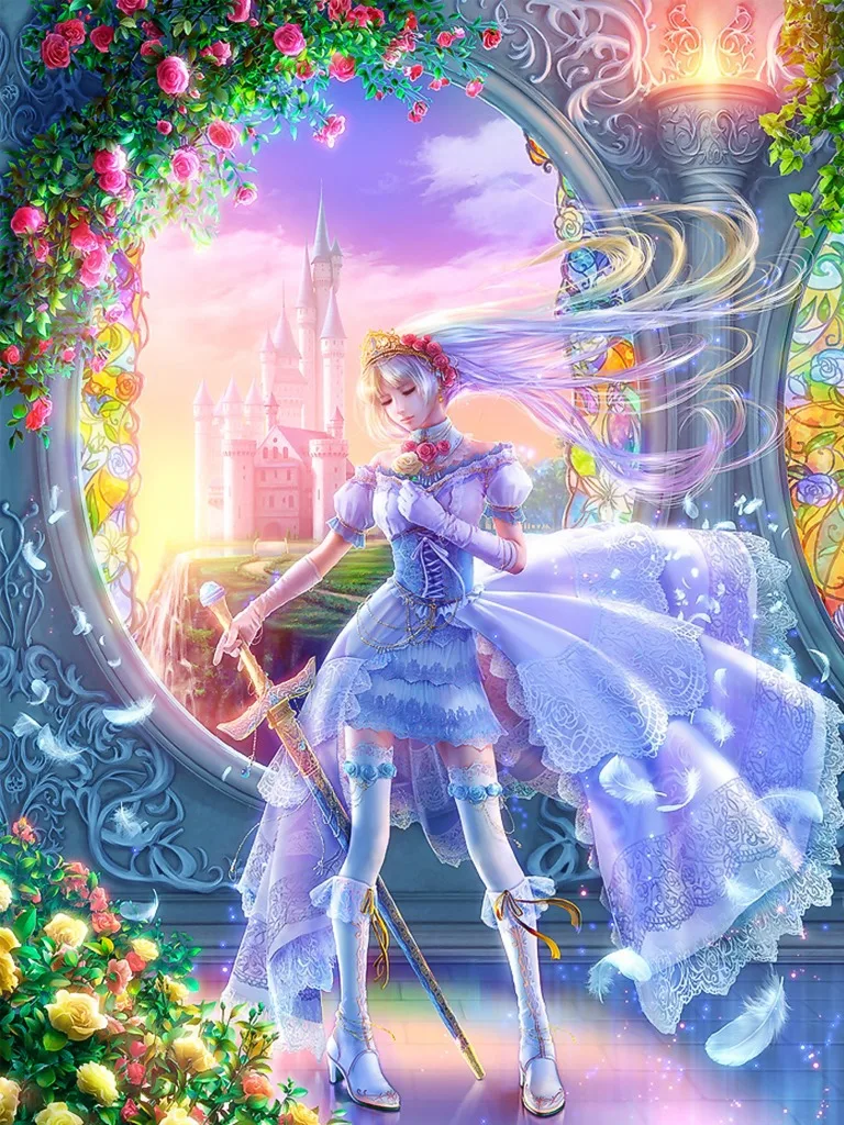 5D DIY Diamond Embroidery Cartoon girl 3D Square Full Painting landscape Cross Stitch Needlework Home Decor Round drill | Дом и сад