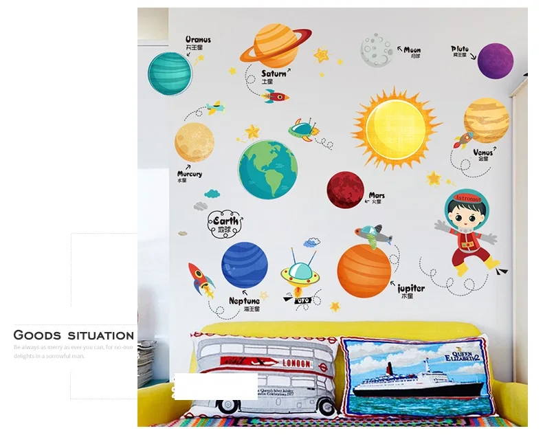 Дети Раннее Образование космическая солнечная система настенные наклейки съемные наклейки из ПВХ домашний декор для спальни гостиной декоративные