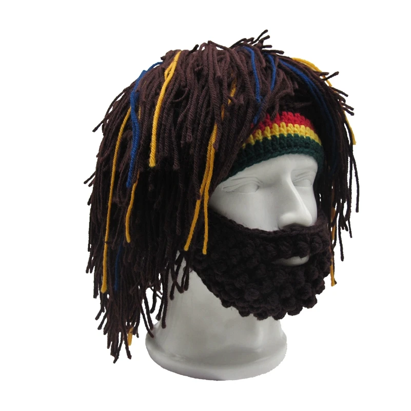 Parrucca Barba Cappello di Lana Rasta Beanie Uomo Delle Caverne Bandana  Delle Donne Fatti A Mano All'uncinetto Cappelli Gorro Inverno Degli Uomini  Costume di Halloween Regali Di Compleanno|rasta beanies|women crochet  hatshat rasta -