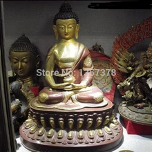 Shitou 00245 фиолетовый Медь Бронза 24 К Золото Свинка Тибет монастырь Будда Шакьямуни Статуя