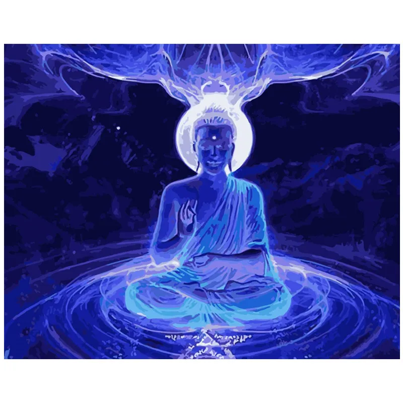

Painting By Numbers DIY Dropshipping 40x50 50x65cm Holy Blu-ray Buddha Statue Figure Canvas Wedding Decoration Art picture Gift