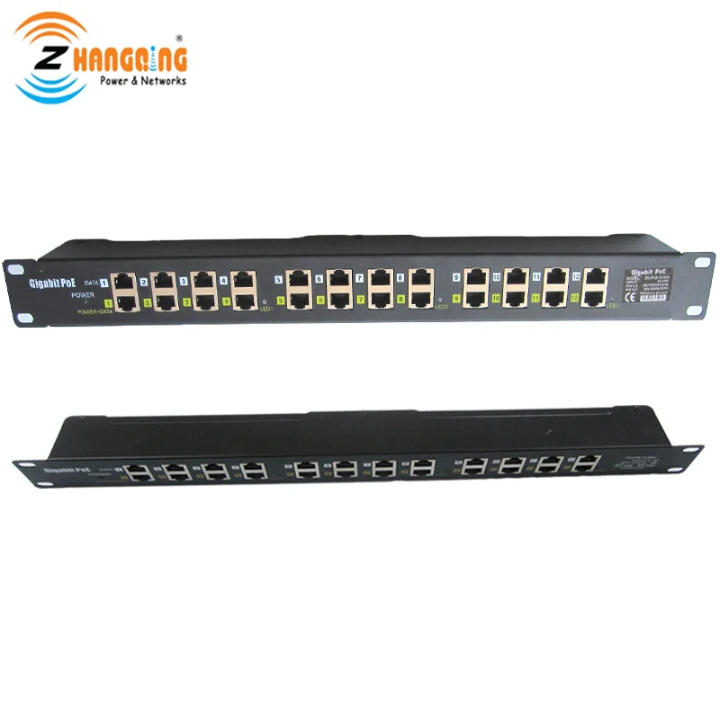ZQPOEG12 Security Gigabit POE Injector 12 Port 1U Multiport Rack Mount Patch Panel 100/1000Mbps CCTV Accessories | Безопасность и
