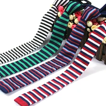 Новое поступление Популярная Slim Для мужчин галстуки 6 см Вязаные Галстуки в полоску темно-синий белый красные, синие зеленый голубой желтый розовый Галстуки