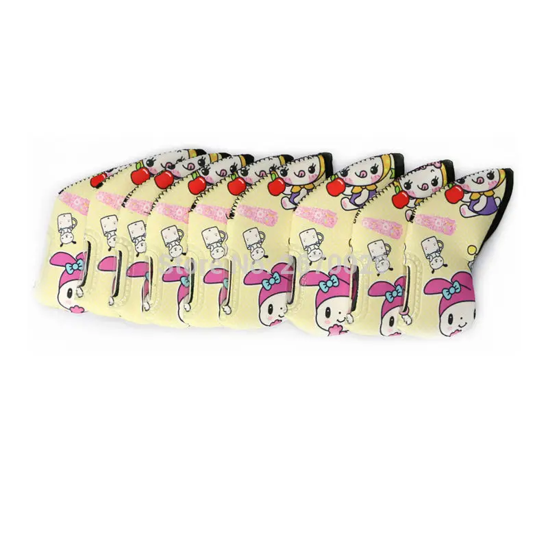 

Newest Golf Club Head Iron Headcovers 9PCS/set Duplex Printing Golf Clubs Head cover Cartoon pattern iron cover Free Shipping