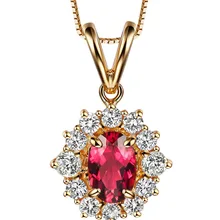 GVBORI 18 К желтое золото 0.5CT натуральный рубин алмаз кулон ожерелье для женщин ювелирные украшения подарок на день матери