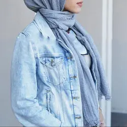 Осенне-зимний шарф для волос, хлопок, складка, женский, однотонный, пряжа, жемчужный шарф, шали, головной платок, повязка на голову, Liso Suave Hijabs