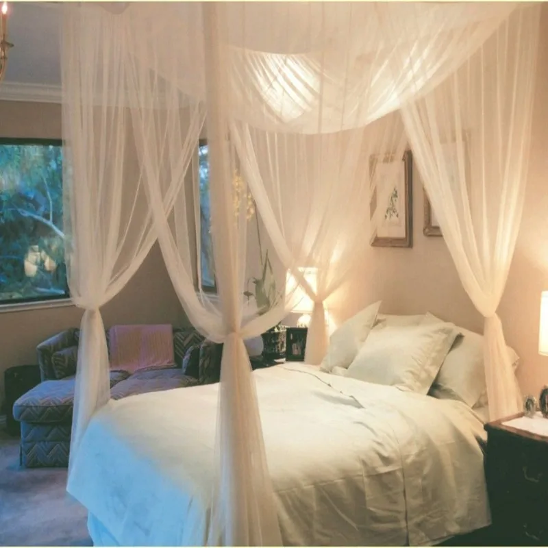 2016 Four Corner Post Bed White Canopy Mosquito Net Full