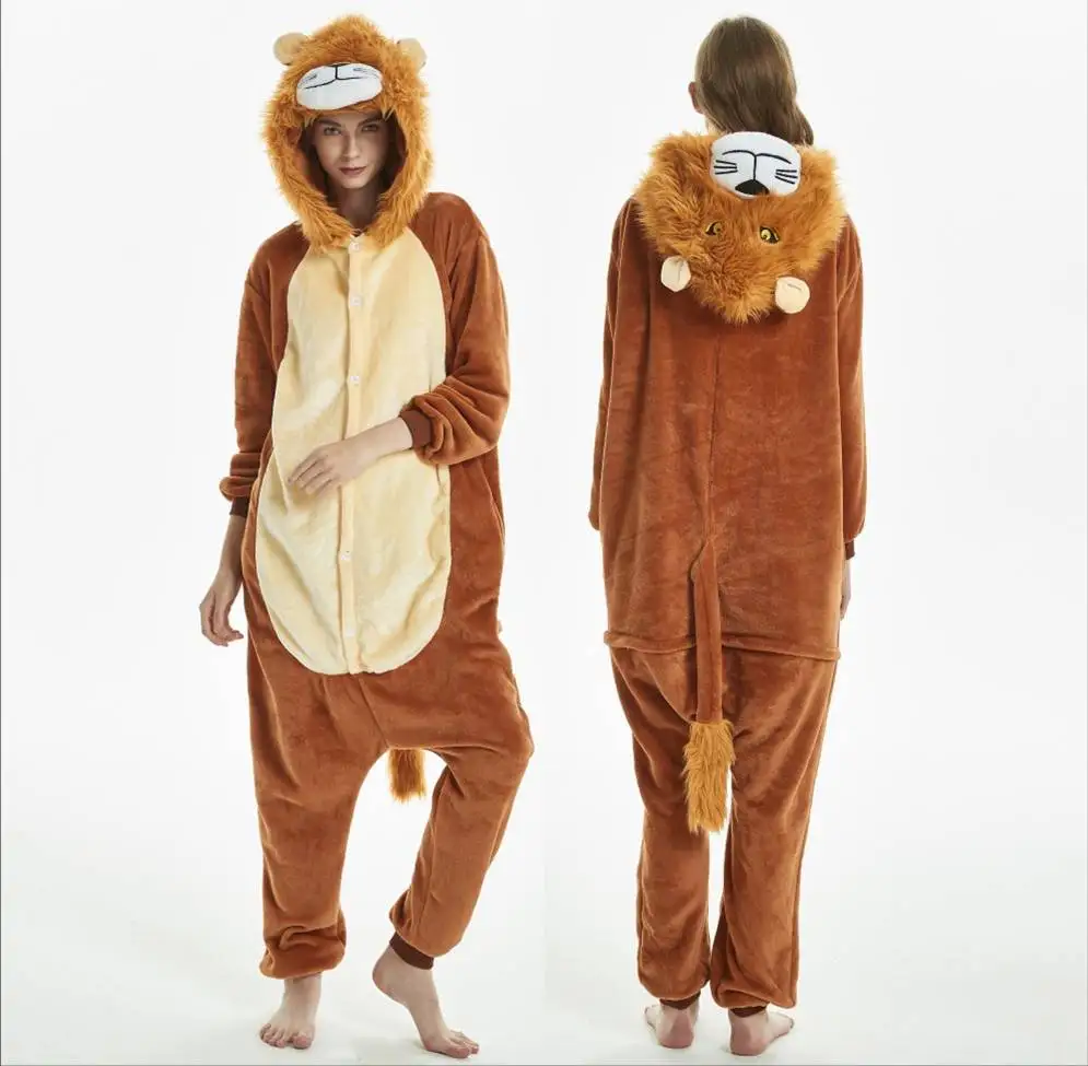 

Wholesale Animal lion Kumamon Green dinosaur Onesie Adult Unisex Cosplay Costume Pajamas Sleepwear For Men Women