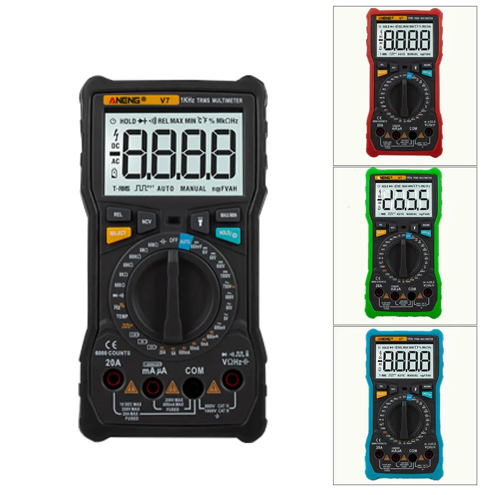 

ANENG V7 Dual Mode True RMS Digital Multimeter Auto Range 6000 Counts Display V.F.C Inverter Measurement Analog Bar Graph