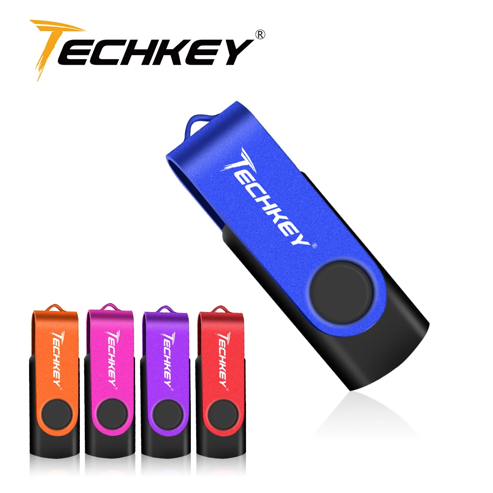Unidad Flash USB, pendrive TECHKEY de 32GB, 128GB, 64GB, 8GB, 4GB, micro cel, regalo, disco u