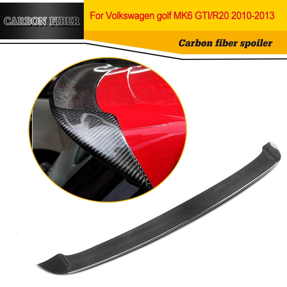 Carbon fiber rear wing lip spoiler car styling for VW Golf VI MK6 R20 GTI 2010 2013in Spoilers