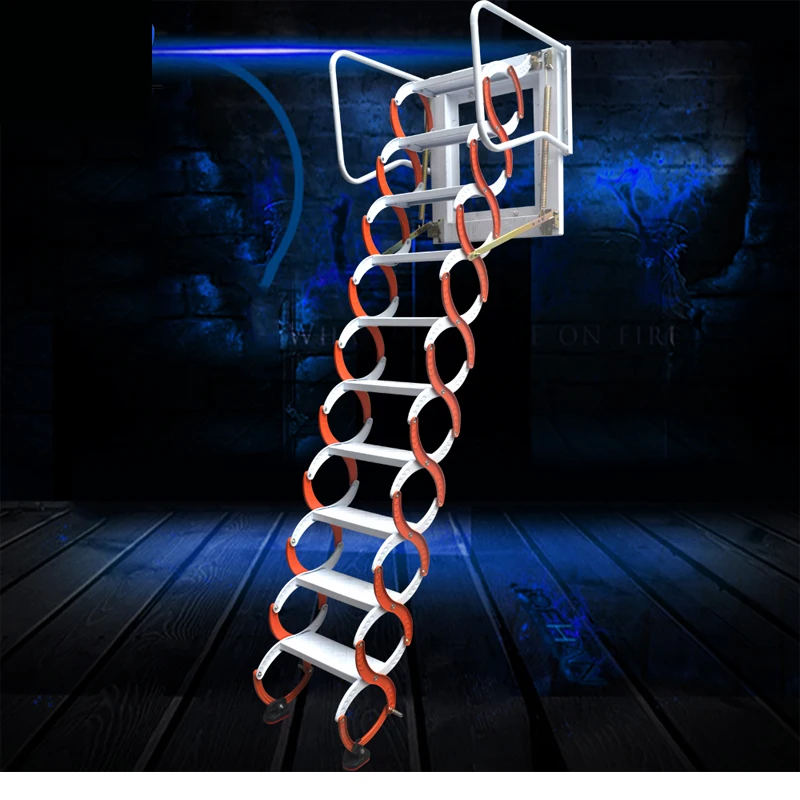  Manual Operated Wall Mounted Collapsible Ladder Foldable Loft External Staircase High Quality Fold 