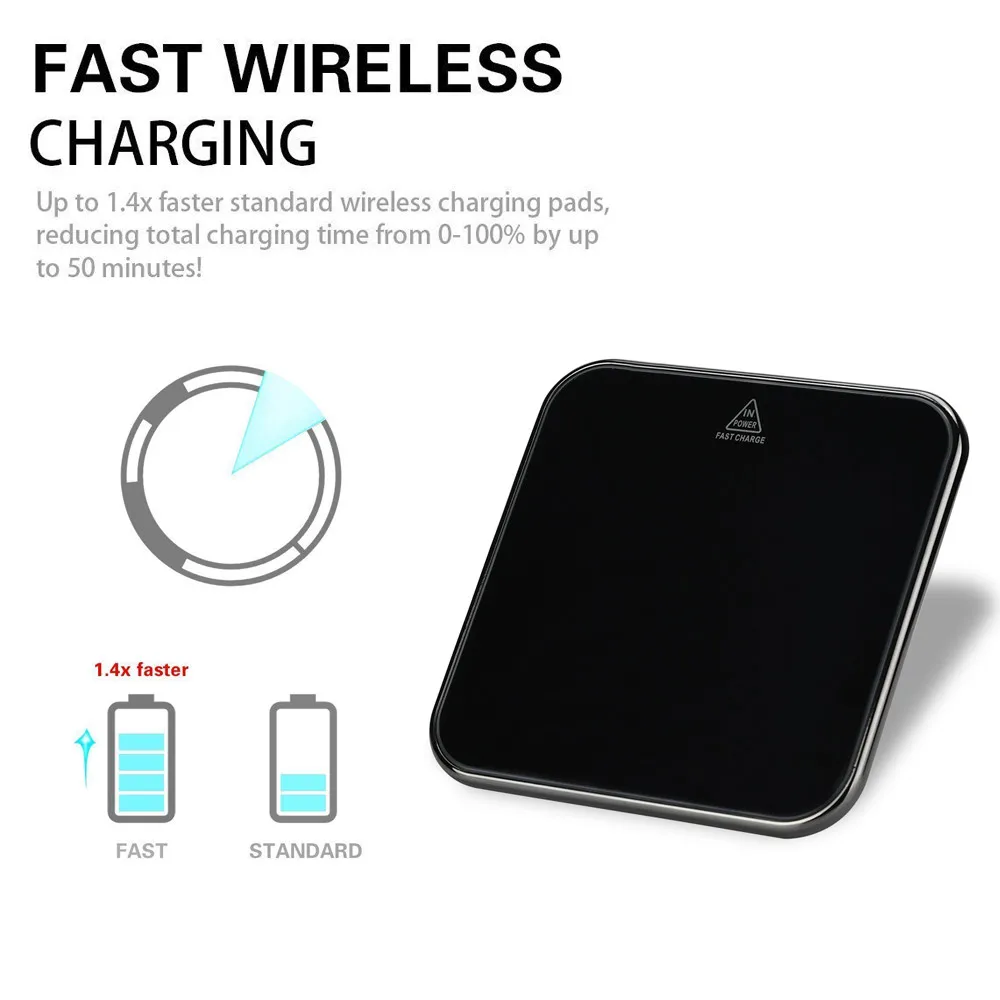 Qi Wireless Fast Charger with Safe Protection wireless Faster Charging Pad for iPhone X/XS/Max XR For Samsung Galaxy Note 9/S9 |
