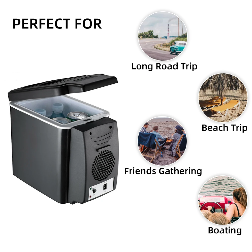  12V 6L Dual-Use Car Refrigerator Multi-Function Temperature Control Portable Box Cooler Warmer Dorm