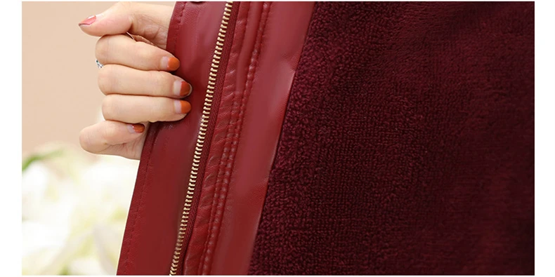 Middle Aged Women Winter Leather Jacket Short Padded Coat Artificial Fur Collar Jackets For Old Women Winter Coat 2018 New CH741 (13)