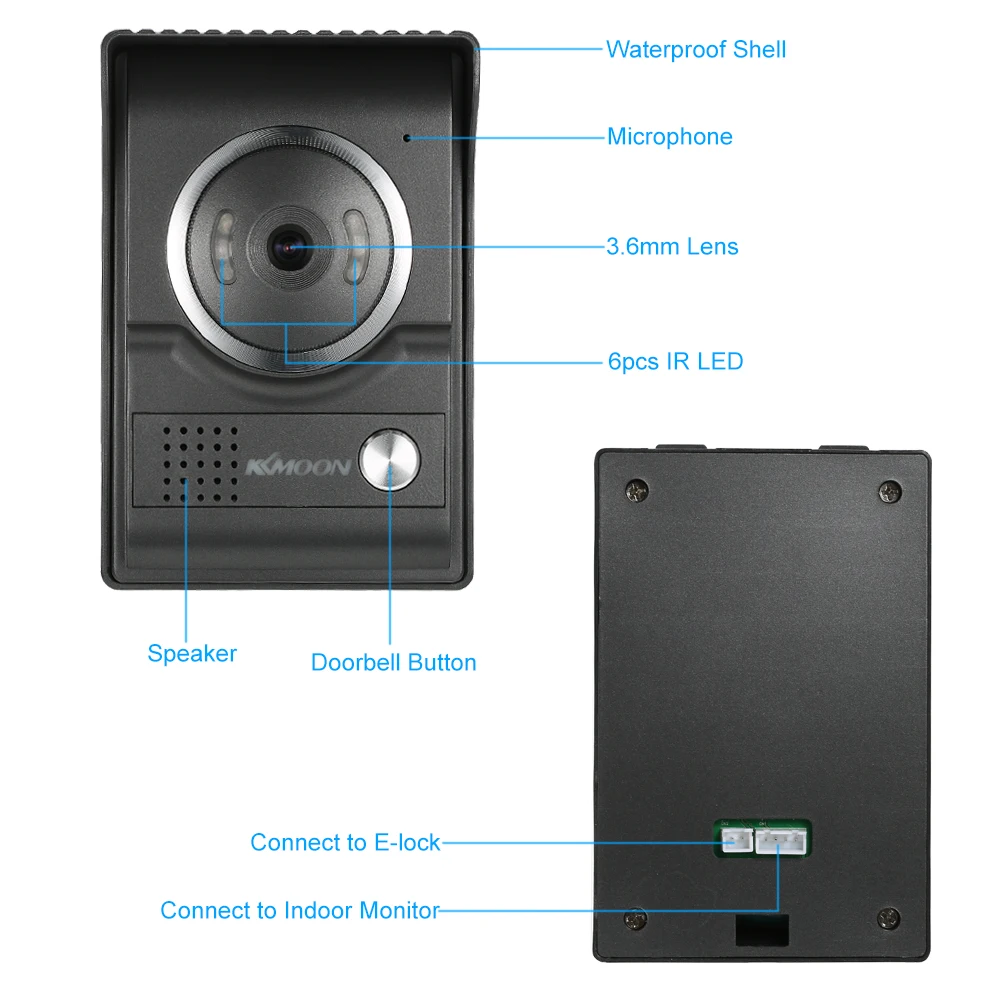 KKmoon 4,3 дюймов проводной видео дверной звонок с ночным видением непромокаемая функция аудио видео для камеры безопасности домашнее наблюдение