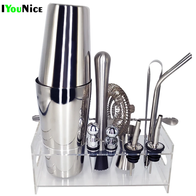 14 Pcs/Set 750/600ml Bartending Kit Cocktail Shaker Set kit Bartender