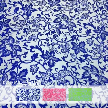 

High-grade jacquard fashion fabric / Chinese style / blue and white lace element flower pattern / Chinese clothing skirt fabric