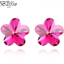 Модные мини серьги-гвоздики с цветком Сакура высокого качества, оригинальные серьги с кристаллами из австрийского серебра, пирсинг для девочек