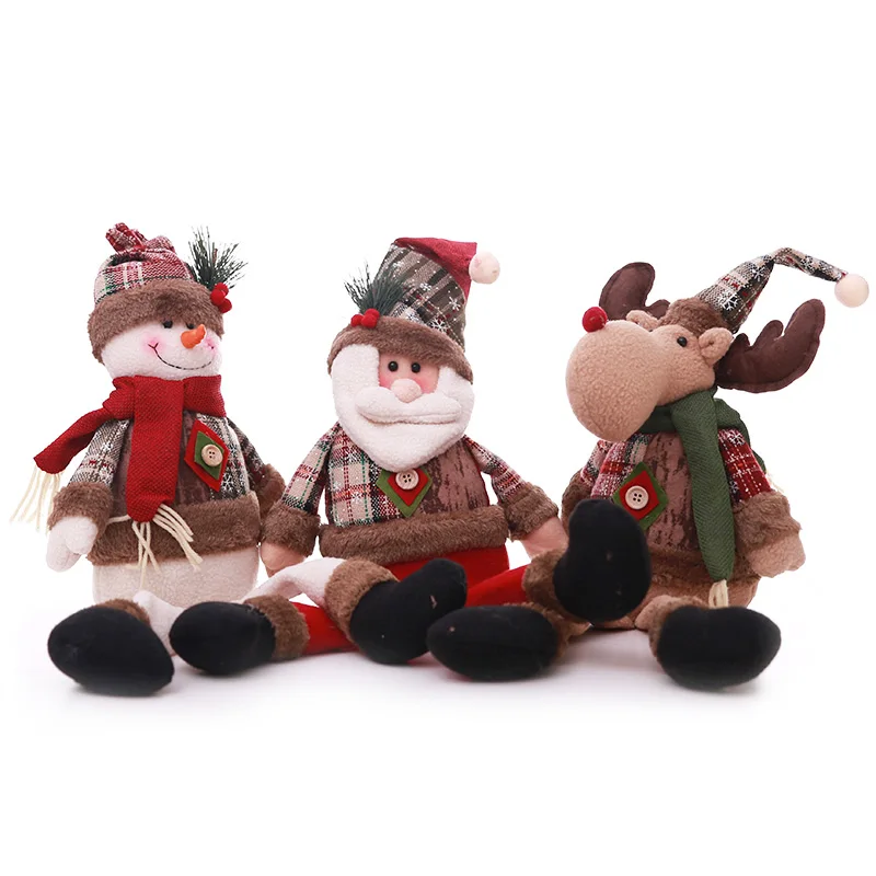 

Cute Sitting Doll Santa Clause Elk Snowman Long Leg Christmas Ornaments for Home Store Shop Window Children Xmas Gift Room Decor
